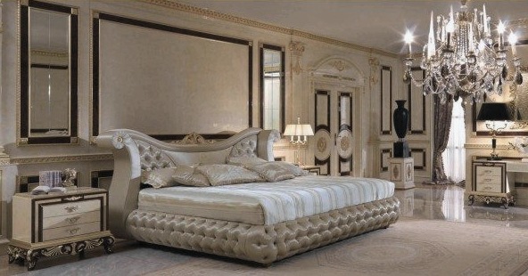 Olasz luxus hálószobák: bútorkészletek és textíliák áttekintése