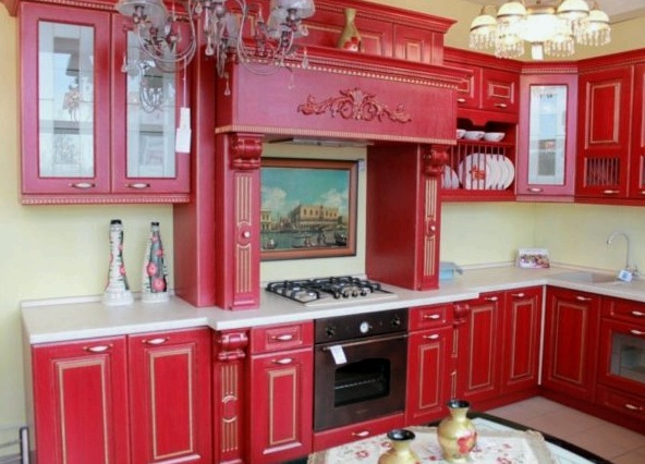 Piros konyha kialakítása