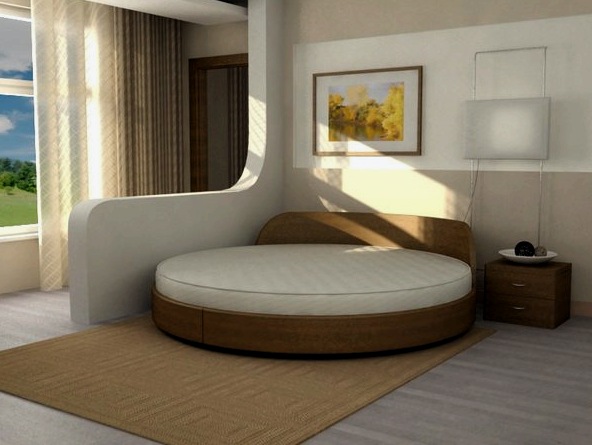 Kerek ágyak a hálószobához - a belső használat jellemzői