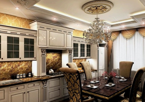 A konyha belsejének jellemzői klasszikus stílusban