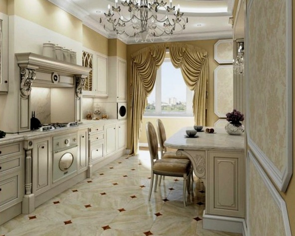 A konyha belsejének jellemzői klasszikus stílusban