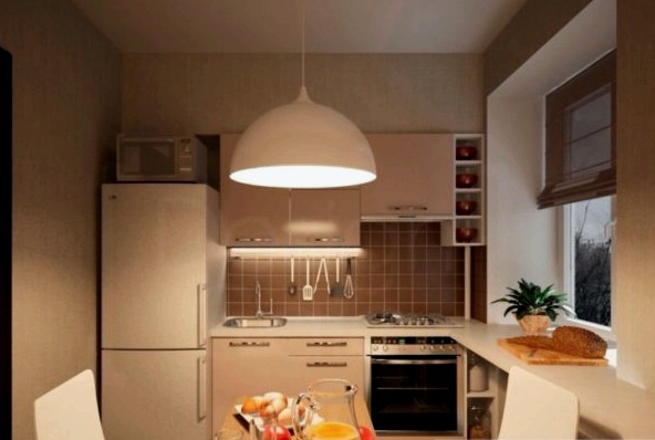 Hogyan tervezzünk konyhát egy 6 négyzetméteres hruscsovi hűtőszekrénnyel