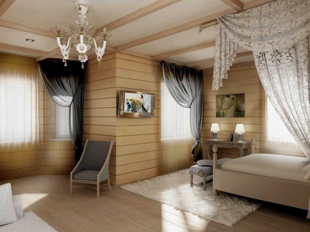 Hálószoba egy faházban: dekoráció és dekorációs stílusok