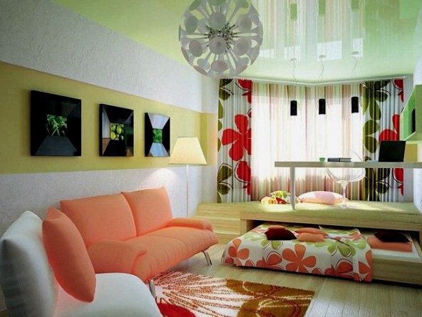 Nappali és hálószoba a szobában - hatékony lehetőség a hasznos hely megtakarítására anélkül, hogy a funkcionalitást veszélyeztetné