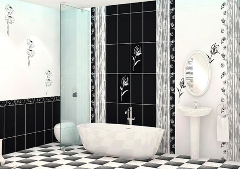 Fekete-fehér fürdőszoba tervezési változatok 3