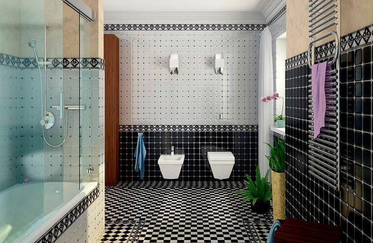 Fekete-fehér fürdőszoba tervezési változatok 50