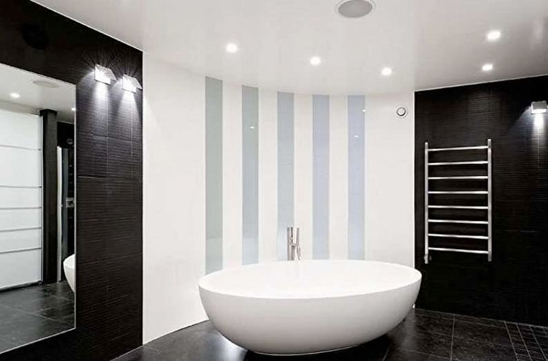 Fekete fürdőszoba design - mennyezeti kivitel