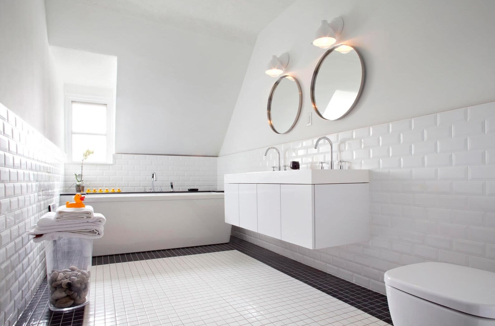 Fekete-fehér fürdőszoba tervezési változatok 61