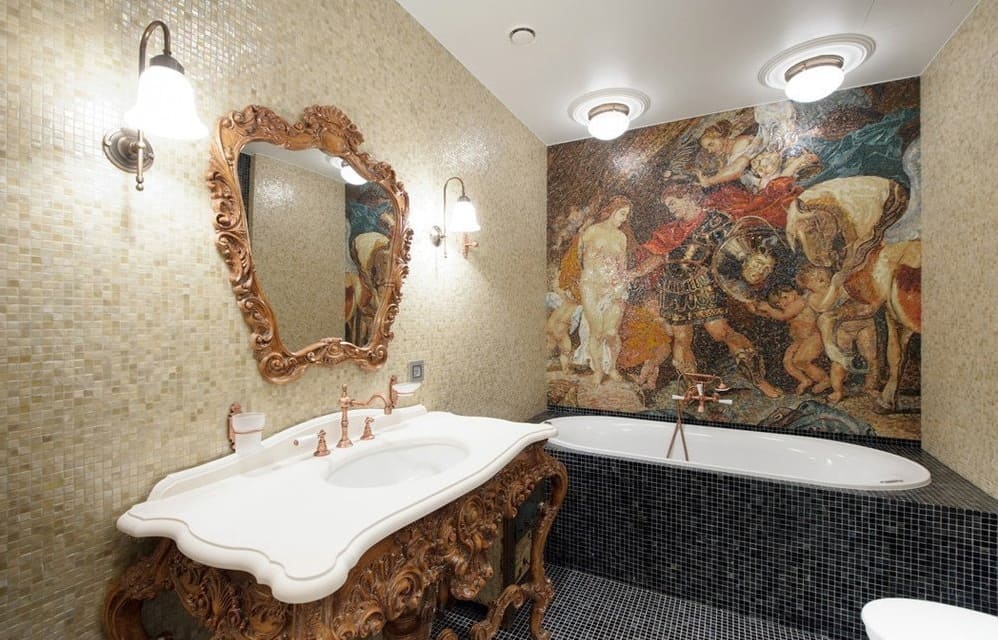 Mozaik csempe a fürdőszobában: a választás sajátosságai