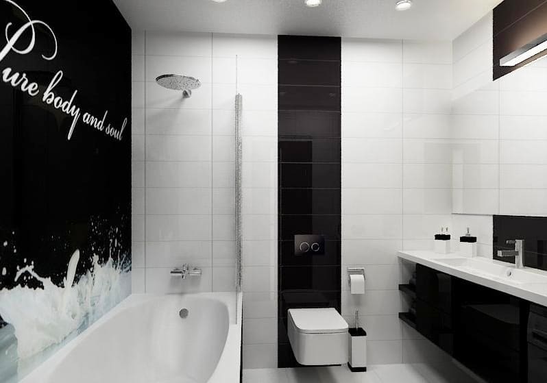 Fekete-fehér fürdőkád tervezési változatok 4