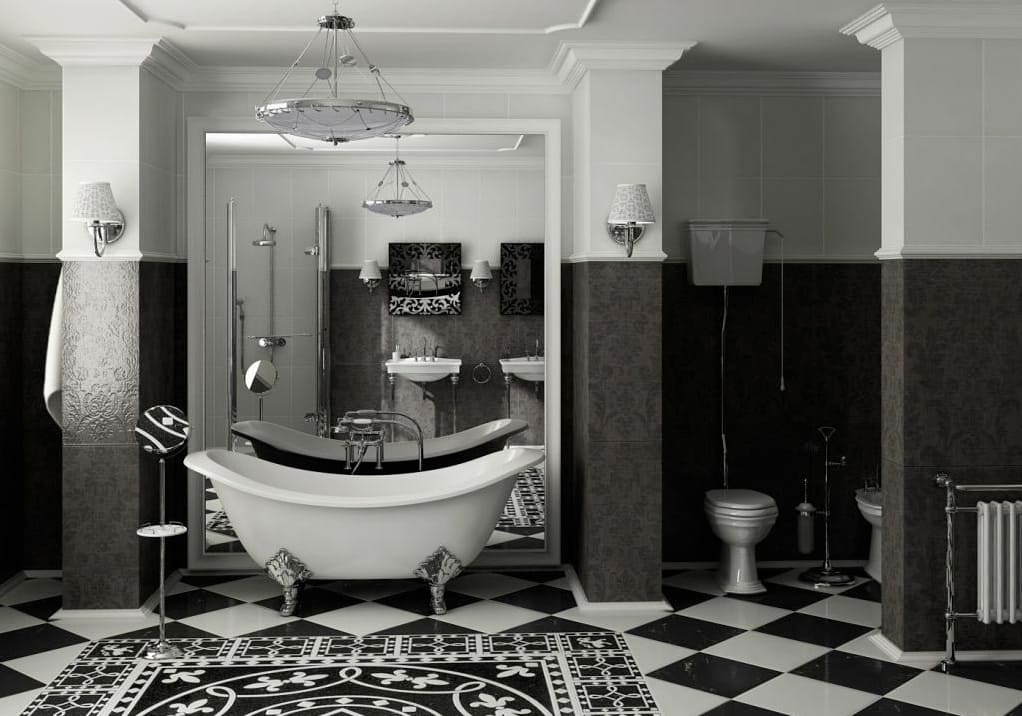 Fekete-fehér fürdő design változatok 21