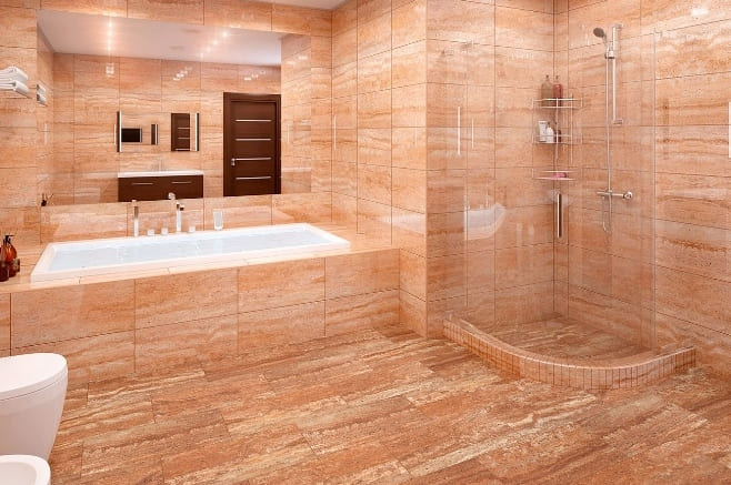 Jellemzői és kialakítása márvány fürdőszoba csempe