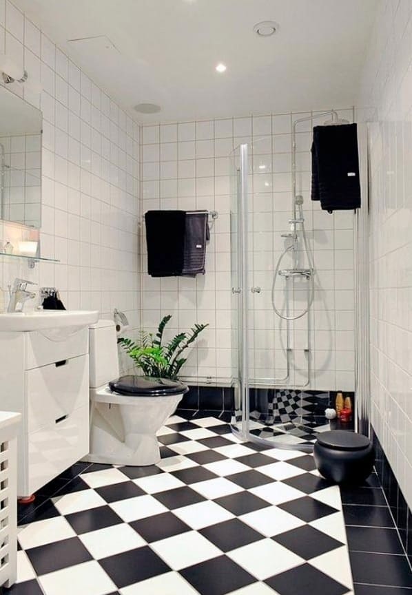 Fekete-fehér fürdőszobai csempe – több mint 80 inspiráló design