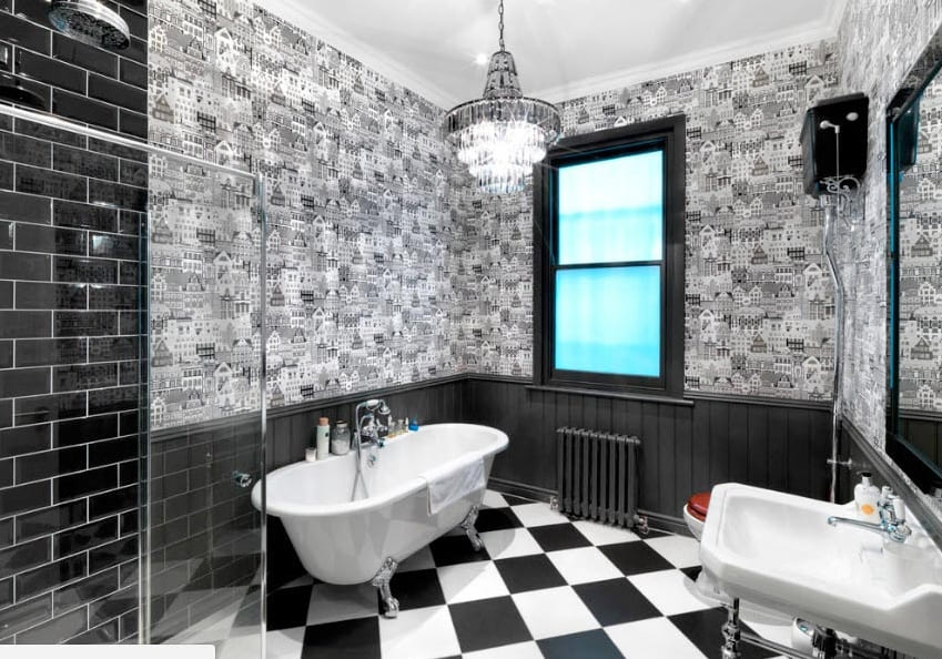 Fekete-fehér fürdőszoba tervezési változatok 22