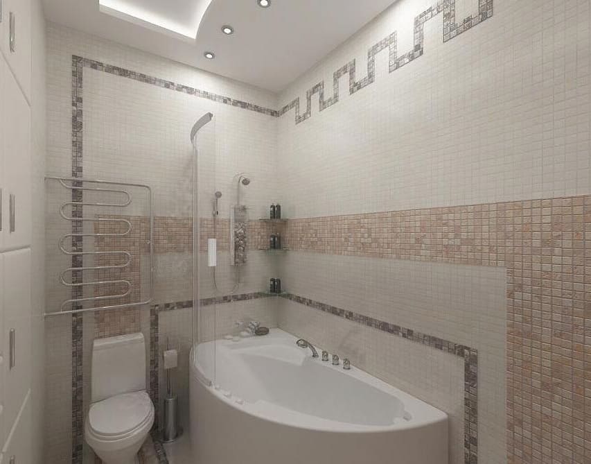 mozaik egy kis fürdőszobában