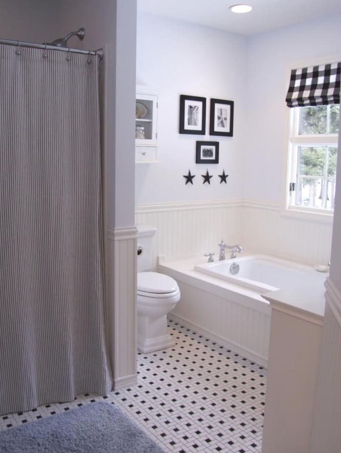 Fekete-fehér csempe a fürdőszobában - több mint 80 példa a gyönyörű mintákra