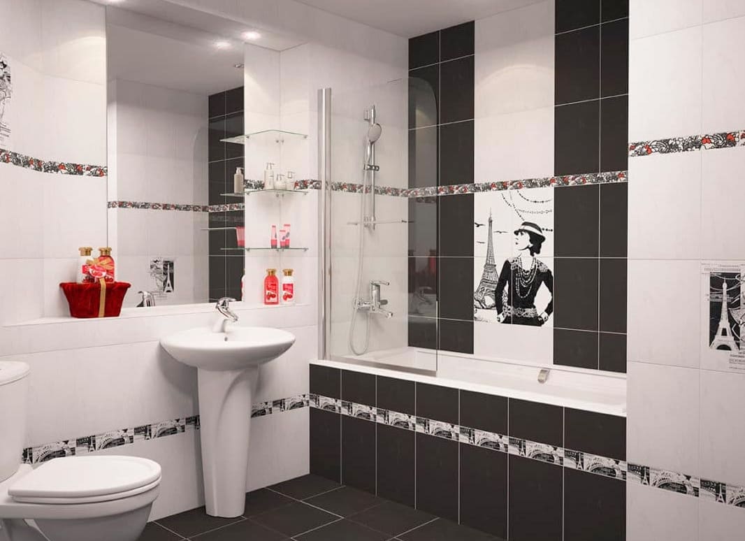 Fekete-fehér fürdőszoba tervezési változatok 6