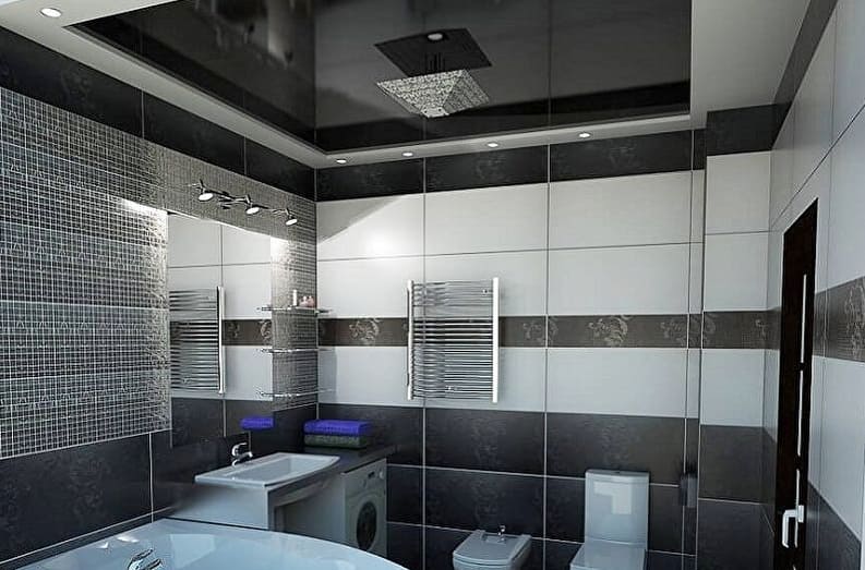 Fekete fürdőszoba design - Mennyezeti csempe