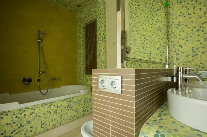 Csempe mozaik a fürdőszobában: a választás jellemzői