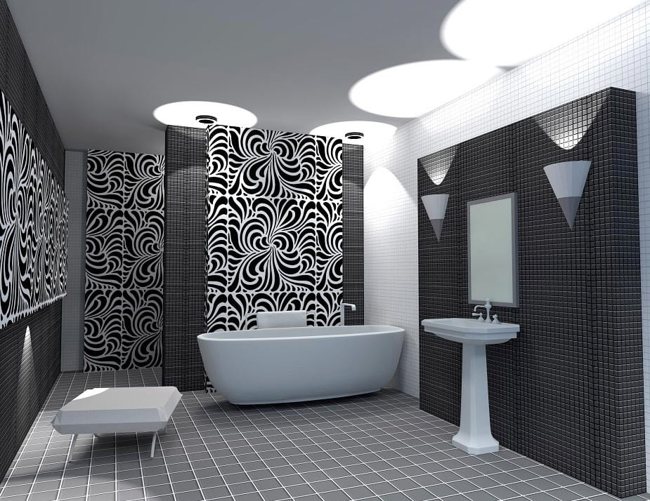 Design variációk egy fekete-fehér fürdőkádhoz 54