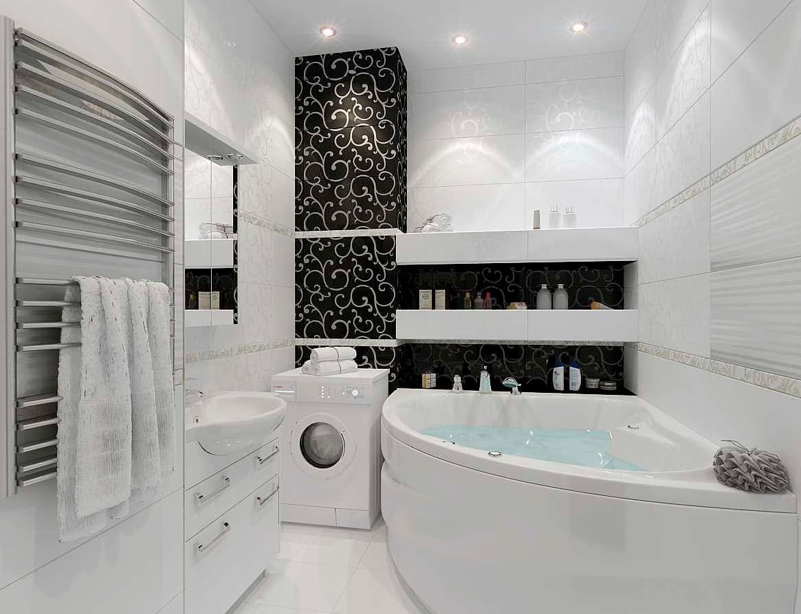 Fekete-fehér fürdőszoba tervezési változatok 25