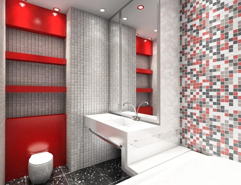 mozaik a fürdőszobában - design