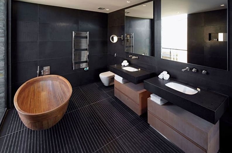 Fekete fürdőszoba design - Falburkolatok