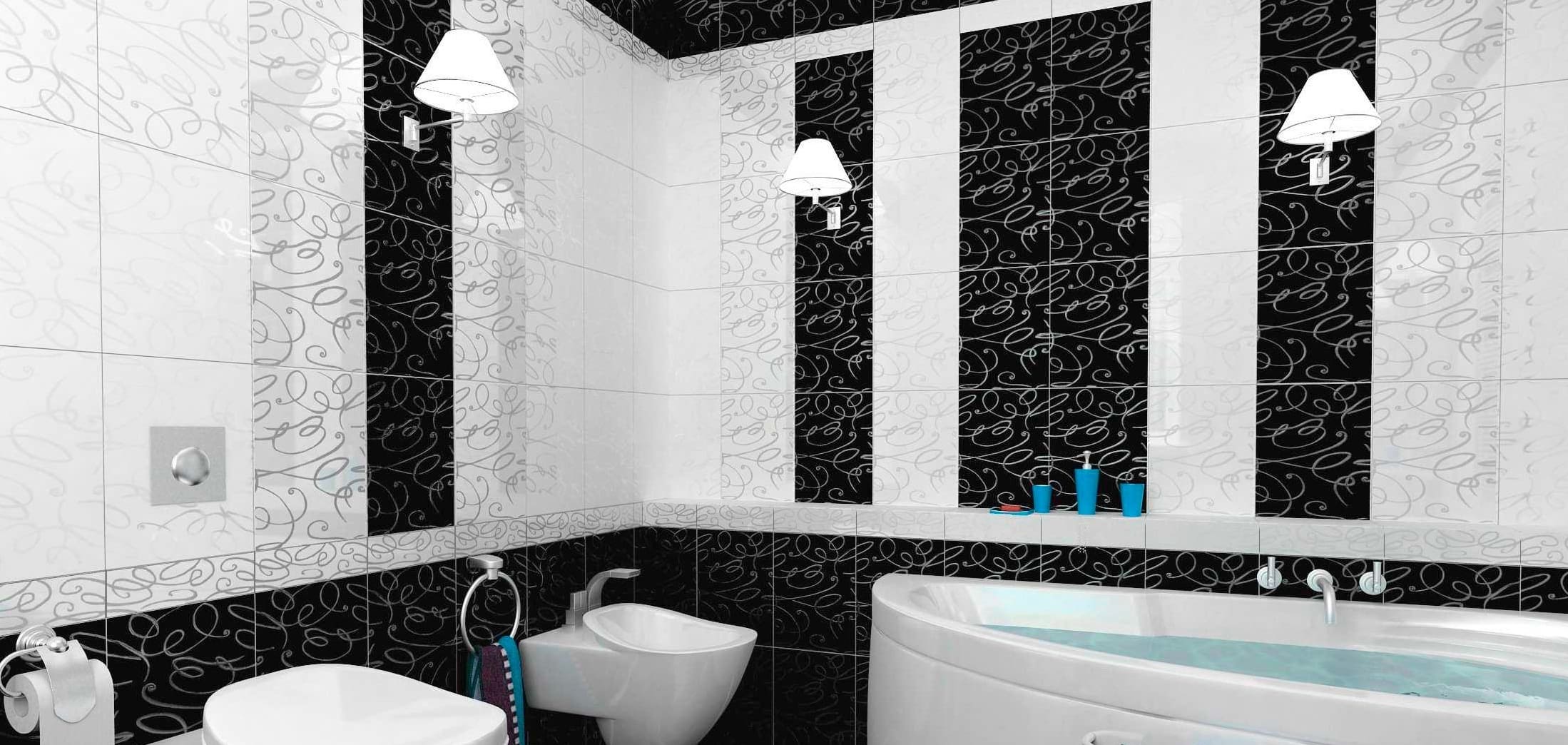 Fekete-fehér fürdőszoba tervezési változatok 7