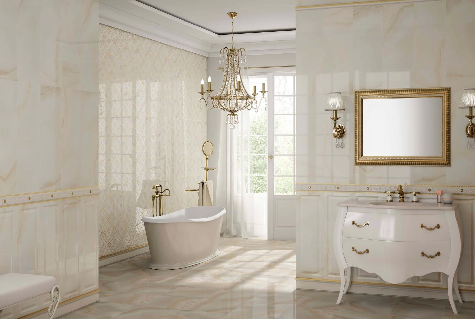 Vintage stílusú márvány fürdőszoba