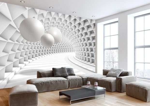 3D falfestmények a belső térben: 8 tipp a kiválasztásához és használatához + fotó