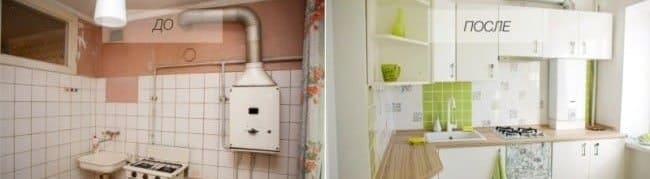 6 Tipp, hogyan rejtsünk el egy gázcsövet a konyhában + fotó
