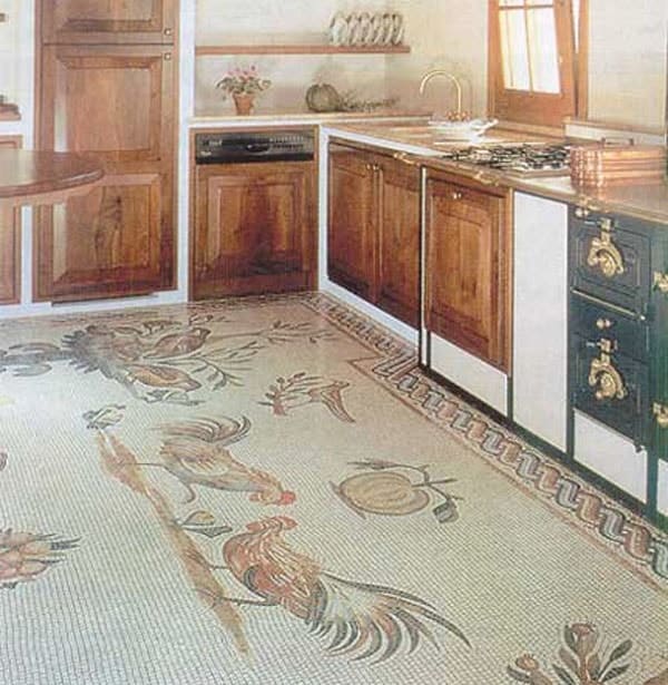 mozaik padló a konyhában