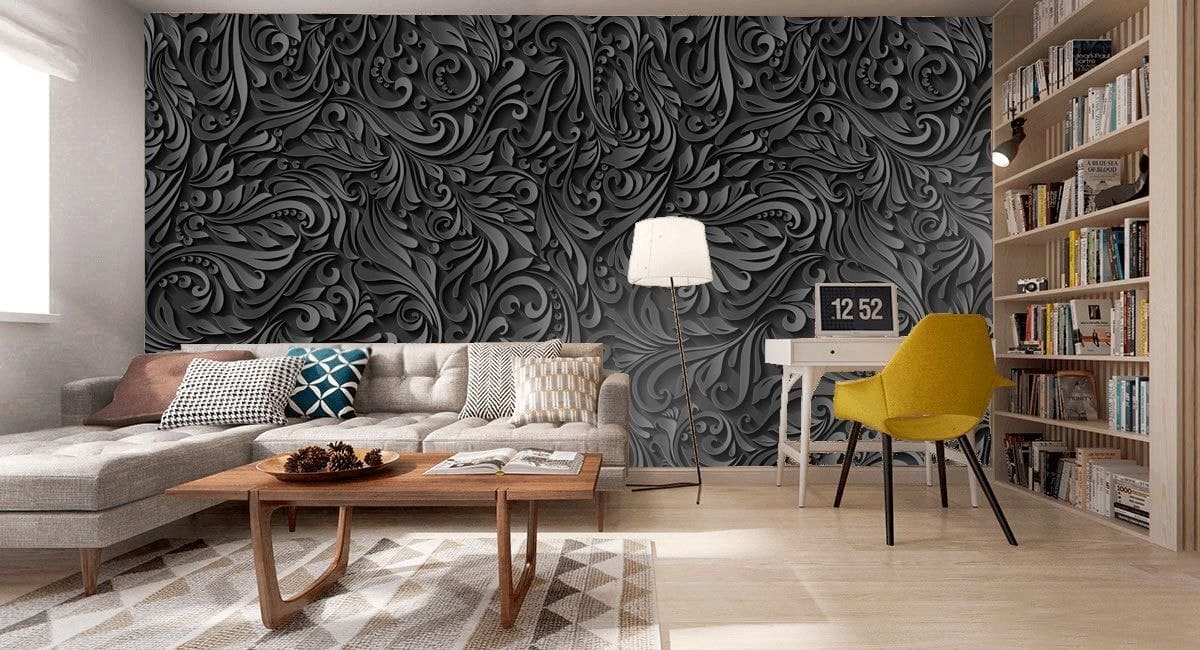Fekete tapéta a falon a belső térben: 6 tervezési tipp