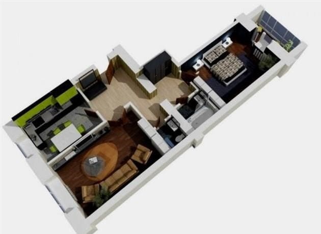 Kétszobás lakás alsóruhák kialakítása: sok lehetőség otthonos otthon kialakítására az egész család számára