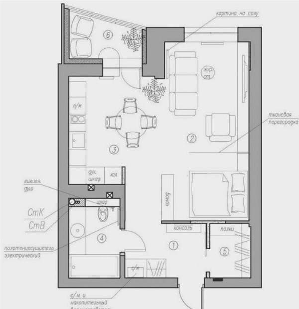 Sikeres ötletek egy 50 négyzetméteres lakás befejezéséhez és díszítéséhez. m.