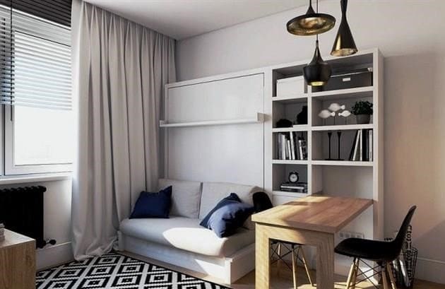 Hálószoba és nappali kialakítása 15 négyzetméteren. m: megvalósítási módszerek, stílusok és a zónázás jellemzői