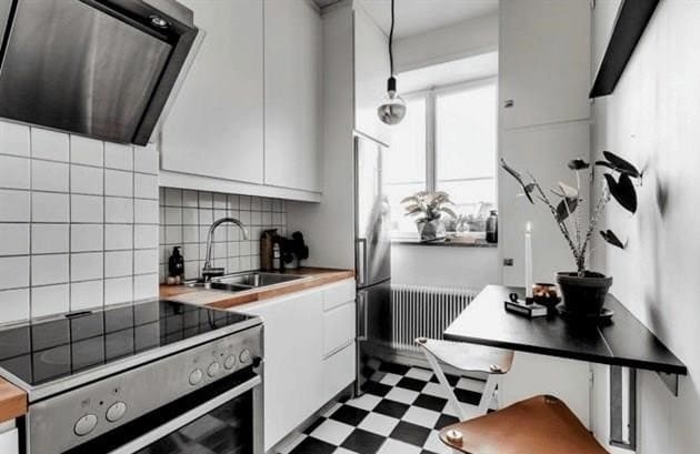 Kis konyha kialakítása 6 négyzetméter. méter: az optimális elrendezés példái fényképpel