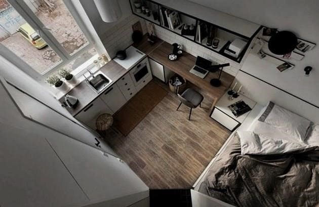 Apartman 18 négyzetméter m. - a stúdió belsőépítészete modern formátumban (105 fotóötlet)