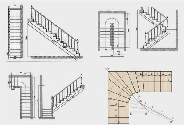 Kétszintes ház első emeletének elrendezése: 6 lépcsőházi lehetőség