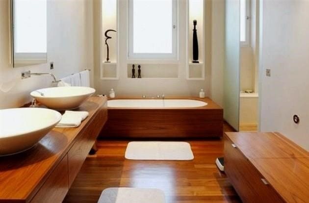 Terasz deszka a fürdőszobában: lehetőségek, fotók, telepítés