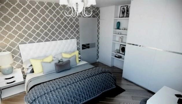 Háttérkép egy kis hálószobához: szín, tervezés, kombináció, ötletek alacsony mennyezethez és keskeny helyiségekhez