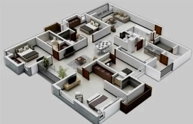 4 szobás lakás elrendezése különféle típusú házakban