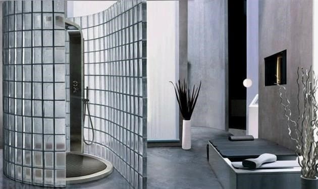 Stílusos és modern - fotóprojektek és technológia az üvegtömbökből készült zuhany felszereléséhez