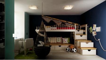 Gyerekszoba kialakítása két fiú számára (36 fotó): munkaterület, pihenési és alvási hely