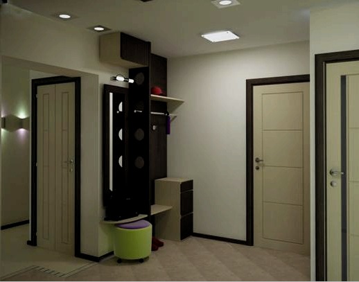A folyosó kialakítása (48 fotó): dekoráció, bútorok és egyéb belső elemek, belső ajtók, világítás
