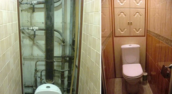 Találtunk egy olcsó megoldást a WC-ben lévő szennyvízcsövek elfedésére